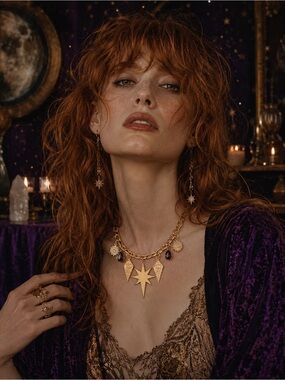 Bohemian rockstar gold festival choker necklace charm necklace boho fairycore